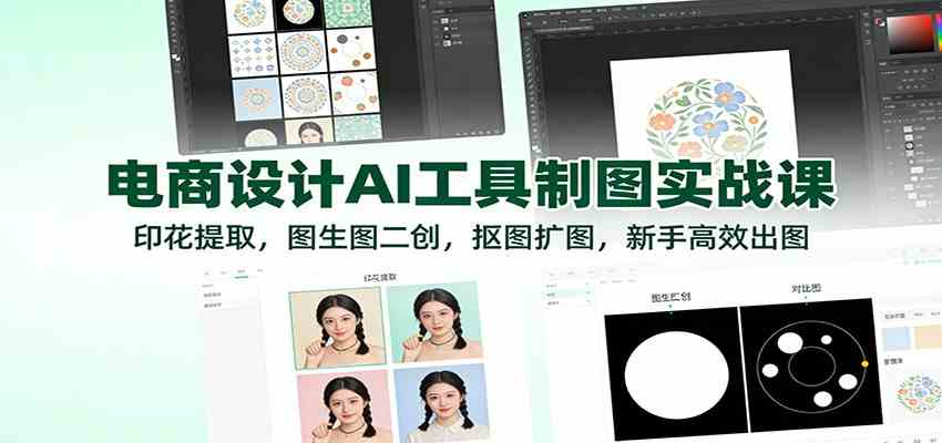 电商设计AI工具制图实战课:印花提取,图生图二创,抠图扩图,新手高效出图 电商设计AI工具制图实战课:印花提取,图生图二创,抠图扩图,新手高效出图